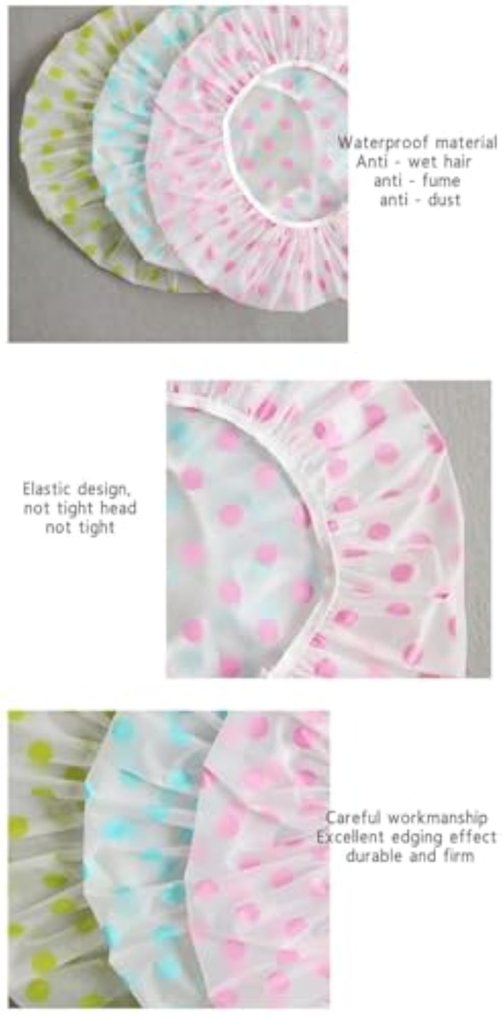 Colorful Waterproof Elastic Eva Free-Size Bathroom Shower Caps